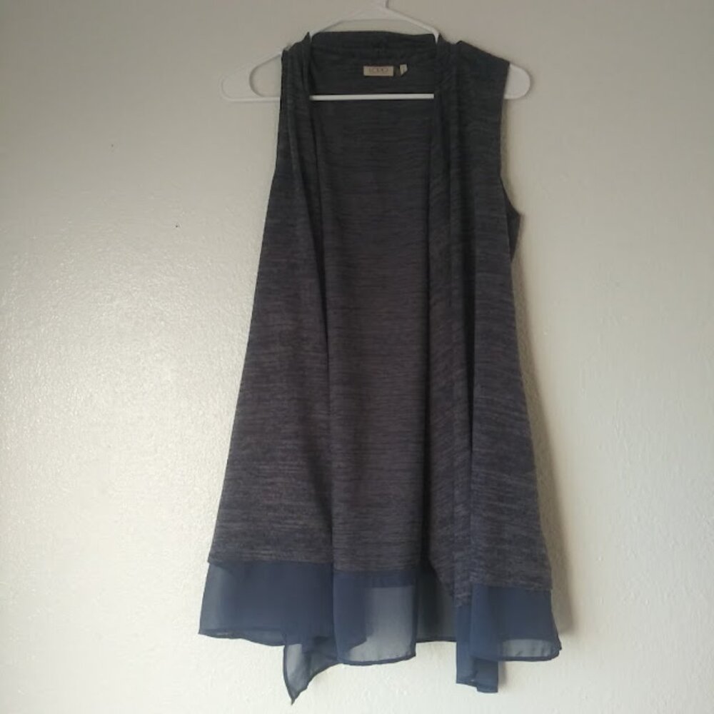 Logo by Lori Goldstein women's size S blue marbled cardigan sweater